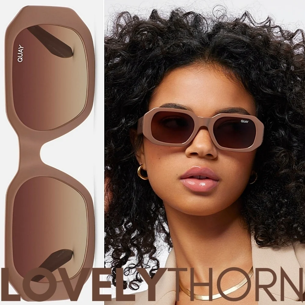 QUAY // ltd ed retro-chic 80's geo-injection oat tan frames brown lenses